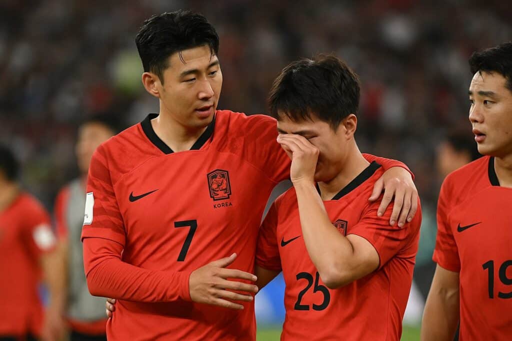 Son Heung-min showing leadership and emotions with Korean teammates