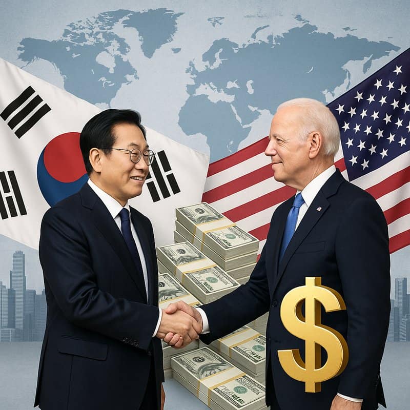 한국의 글로벌 투자와 외교 협력 장면
