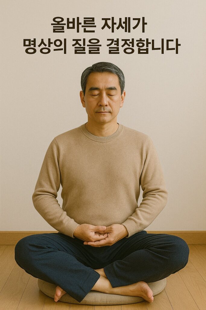 중년 명상 쿠션 호흡 명상 바른 자세